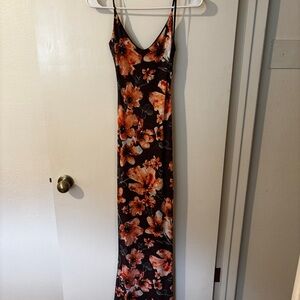 Windsor Black and Orange Floral Maxi Dress